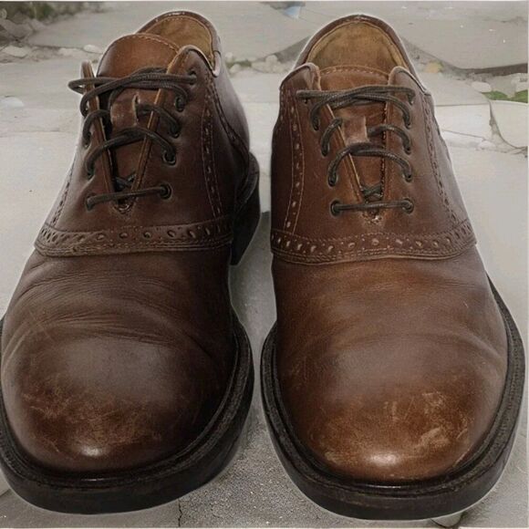 Johnston & Murphy Brown Cap Toe Oxford Lace Up Dress Shoes Men\'s Size 11.5